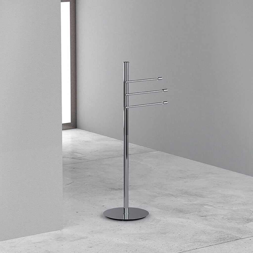 Piantana con 3 portasalviette in ottone cromato Isole di Colombo Design