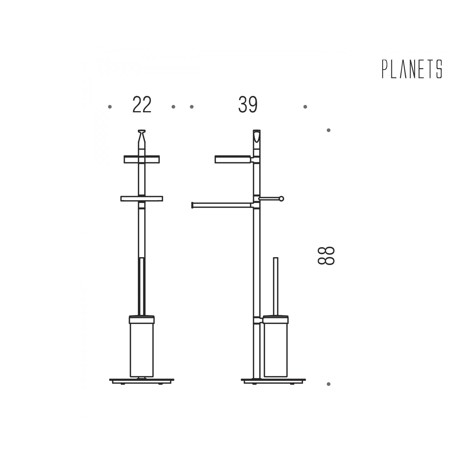 Piantana completo in ottone e vetro acidato Planets di Colombo Design
