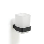 Portaspazzolini a parete con contenitore in Vetro Satinato Gedy serie Lounge - Nero Matt