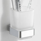 Portaspazzolini a parete con contenitore in Vetro Satinato Gedy serie Lounge - Cromato