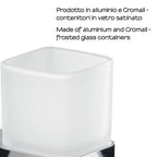 Portaspazzolini a parete con contenitore in Vetro Satinato Gedy serie Lounge - Cromato