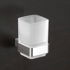 Portaspazzolini a parete con contenitore in Vetro Satinato Gedy serie Lounge - Cromato