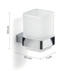 Portaspazzolini a parete con contenitore in Vetro Satinato Gedy serie Lounge - Cromato