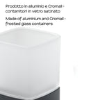 Portaspazzolini da appoggio con contenitore in Vetro satinato di Gedy serie Lounge - Nero Matt