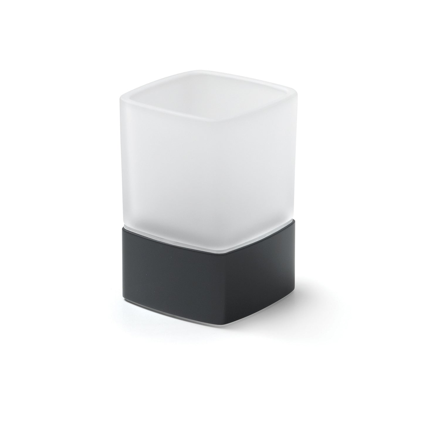 Portaspazzolini da appoggio con contenitore in Vetro satinato di Gedy serie Lounge - Nero Matt