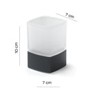 Portaspazzolini da appoggio con contenitore in Vetro satinato di Gedy serie Lounge - Nero Matt