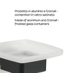 Portasapone a parete Gedy serie Lounge con contenitore in Vetro Satinato - Nero Matt