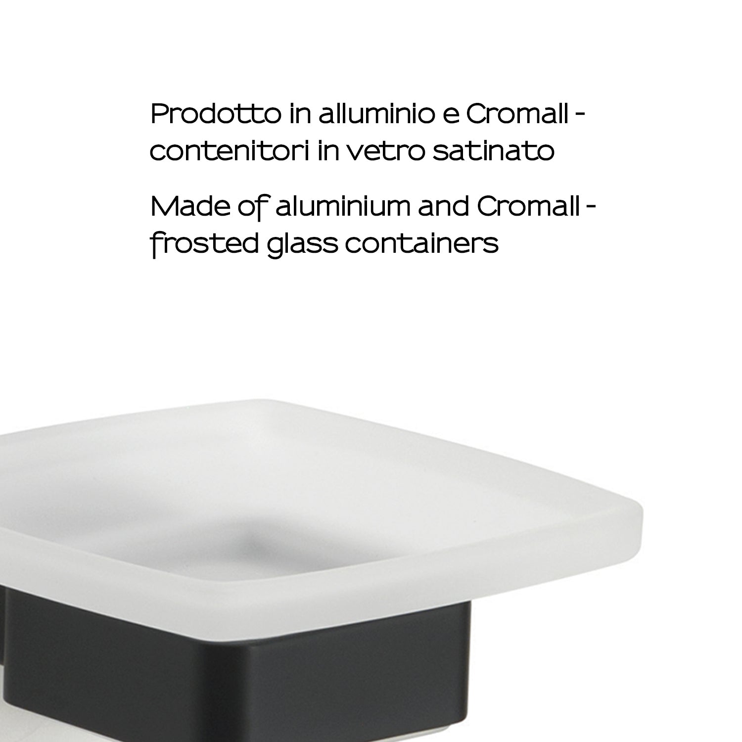 Portasapone a parete Gedy serie Lounge con contenitore in Vetro Satinato - Nero Matt