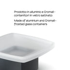 Portasapone a parete Gedy serie Lounge con contenitore in Vetro Satinato - Nero Matt