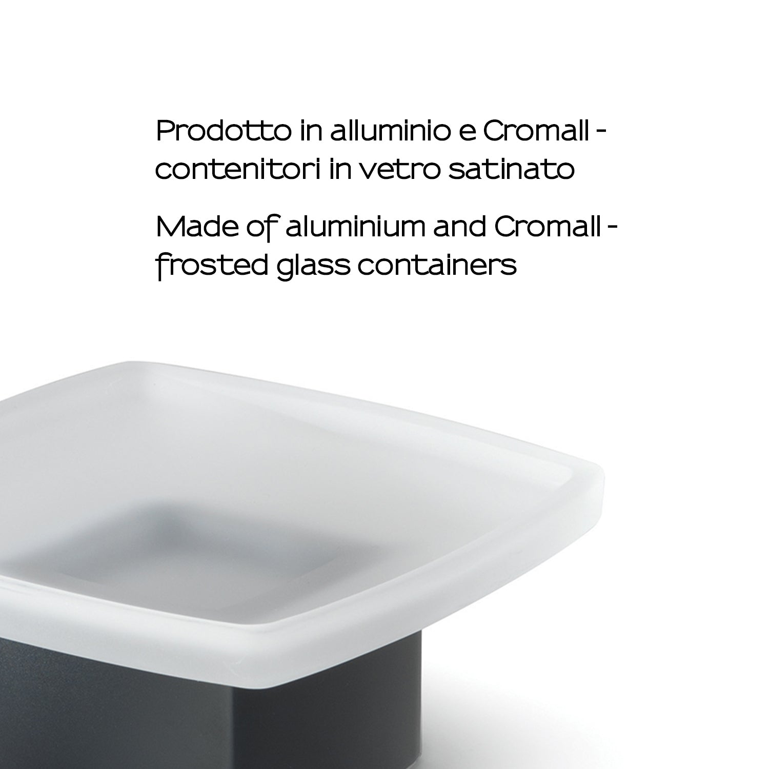 Portasapone a parete Gedy serie Lounge con contenitore in Vetro Satinato - Nero Matt
