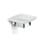 Portasapone a parete Gedy serie Lounge con contenitore in Vetro Satinato - Cromato