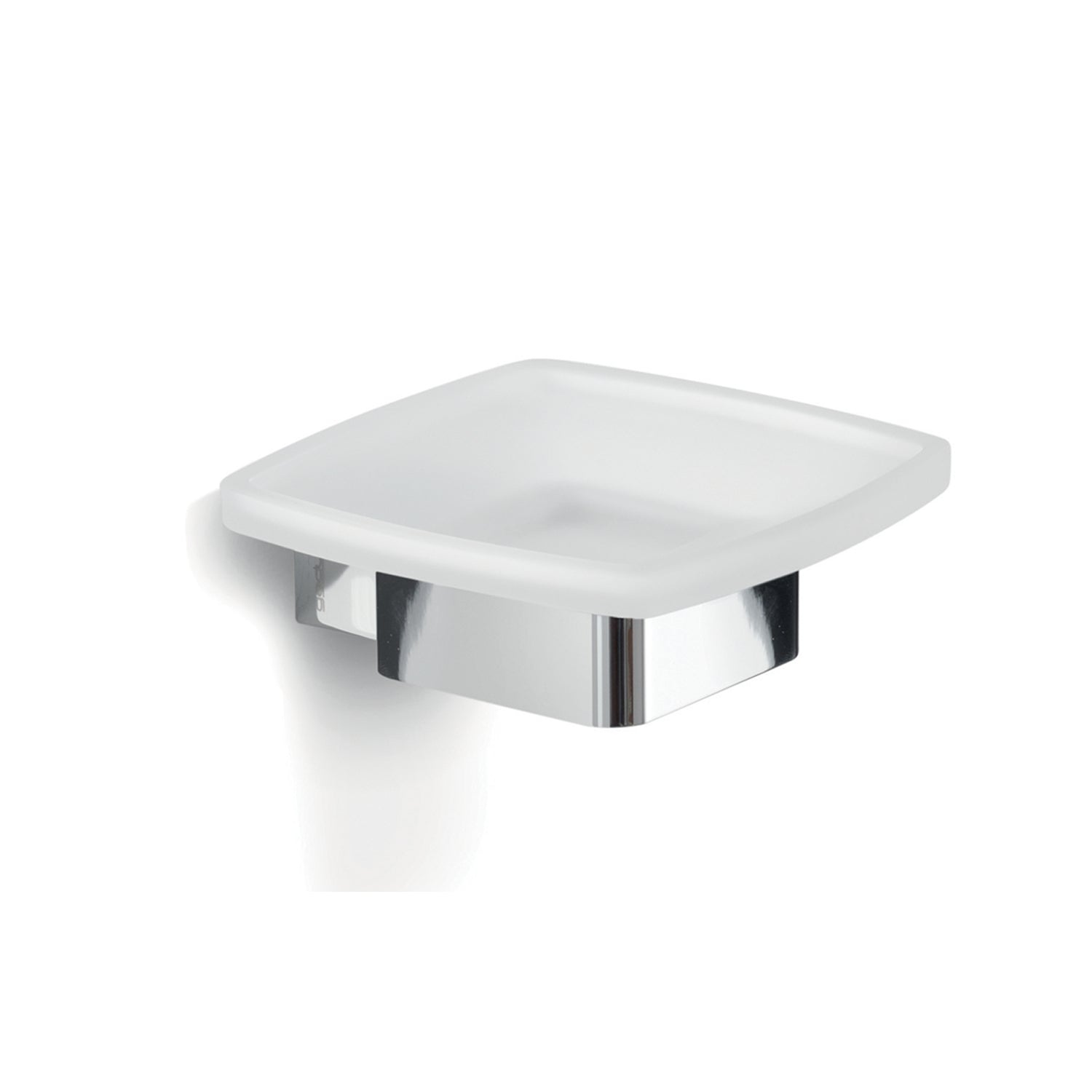 Portasapone a parete Gedy serie Lounge con contenitore in Vetro Satinato - Cromato