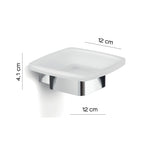 Portasapone a parete Gedy serie Lounge con contenitore in Vetro Satinato - Cromato