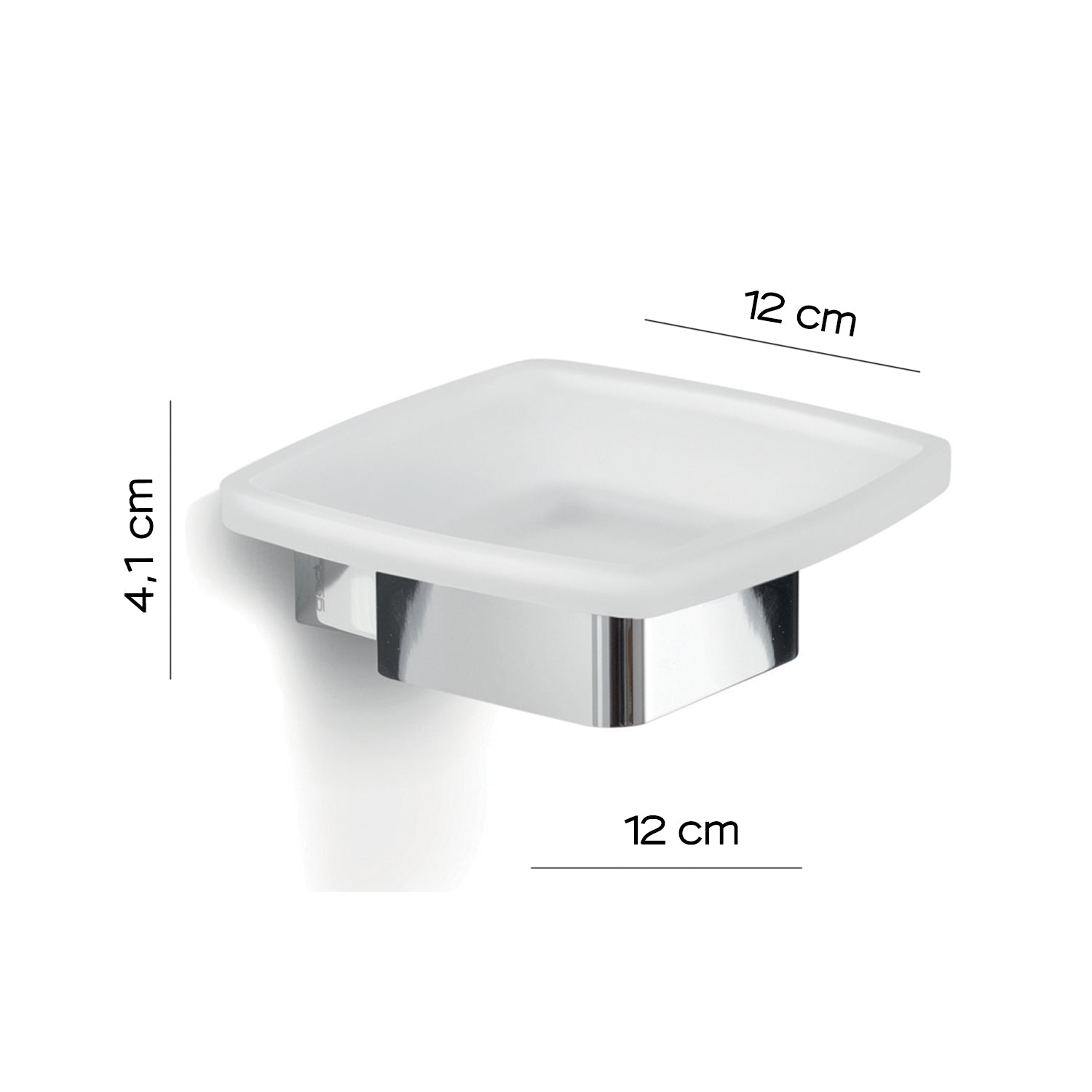 Portasapone a parete Gedy serie Lounge con contenitore in Vetro Satinato - Cromato