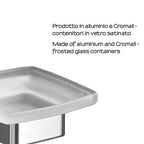 Portasapone a parete Gedy serie Lounge con contenitore in Vetro Satinato - Cromato