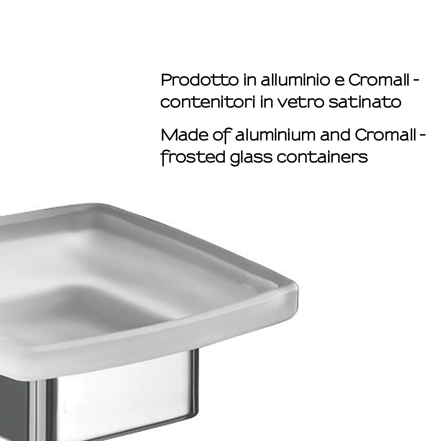 Portasapone a parete Gedy serie Lounge con contenitore in Vetro Satinato - Cromato