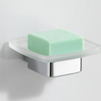 Portasapone a parete Gedy serie Lounge con contenitore in Vetro Satinato - Cromato