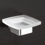 Portasapone a parete Gedy serie Lounge con contenitore in Vetro Satinato - Cromato