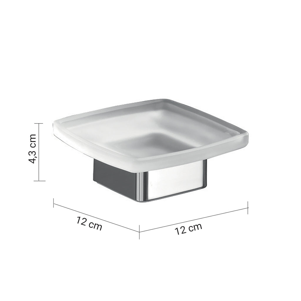 Portasapone da appoggio Gedy serie Lounge con contenitore in Vetro Satinato - Cromato