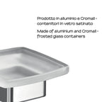 Portasapone da appoggio Gedy serie Lounge con contenitore in Vetro Satinato - Cromato