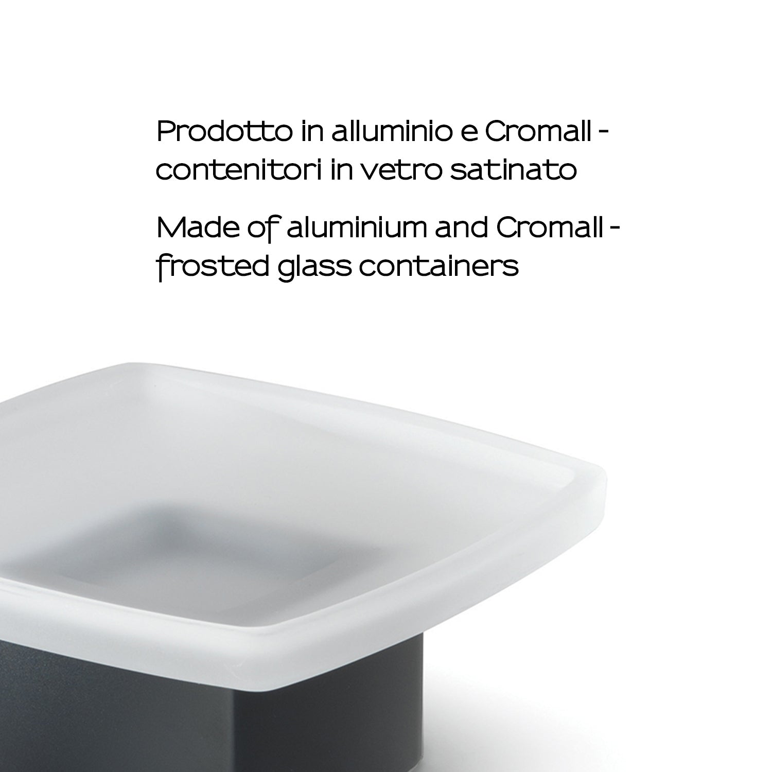 Portasapone da appoggio Gedy serie Lounge con contenitore in Vetro Satinato - Nero Matt