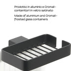 Portaoggetti doccia a parete Gedy serie Lounge - Nero Matt