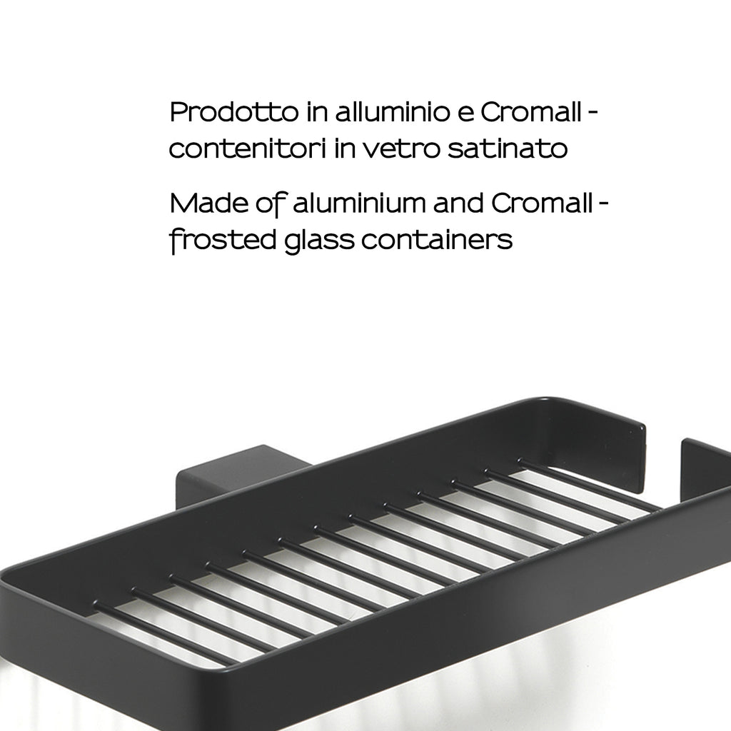 Portaoggetti doccia doppio a parete Gedy serie Lounge - Nero Matt