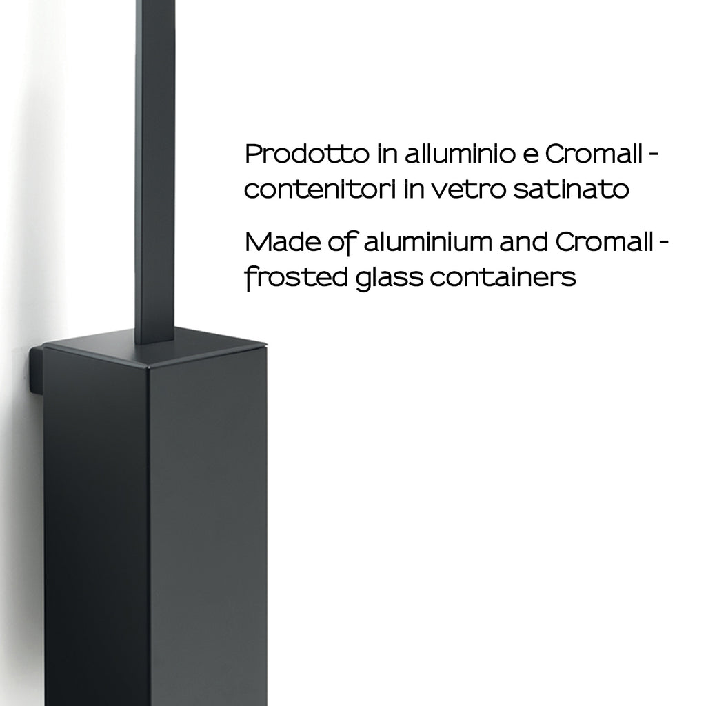 Scopino a parete con ciuffo in setole Gedy serie Lounge - Nero Matt