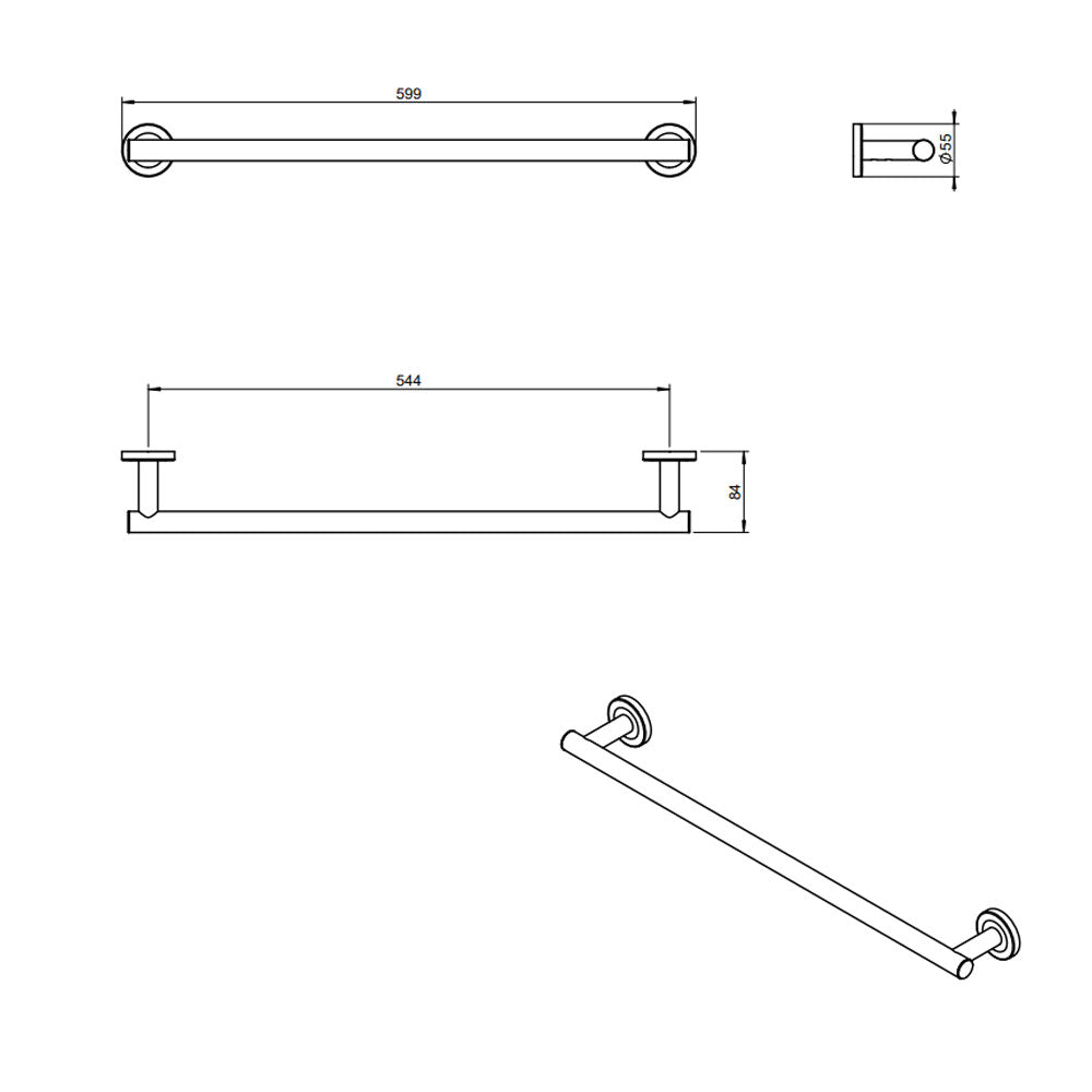 Porta asciugamani a muro in ottone cromato della collezione 'Architect s+' by Cosmic cm 59x8