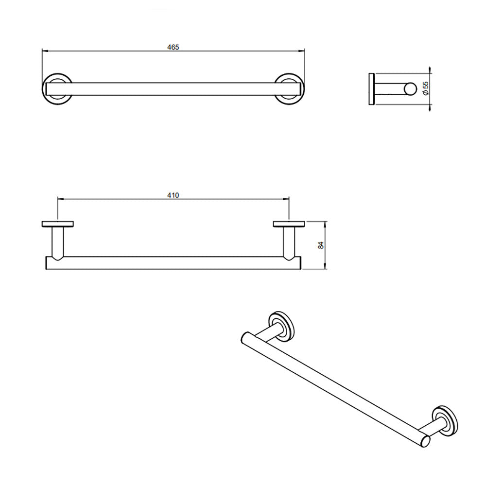Porta asciugamani a muro in ottone verniciato della collezione 'Architect s+' by Cosmic cm 45