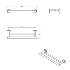 Porta asciugamani doppio a muro in ottone cromato della collezione 'Architect s+' by Cosmic cm 45
