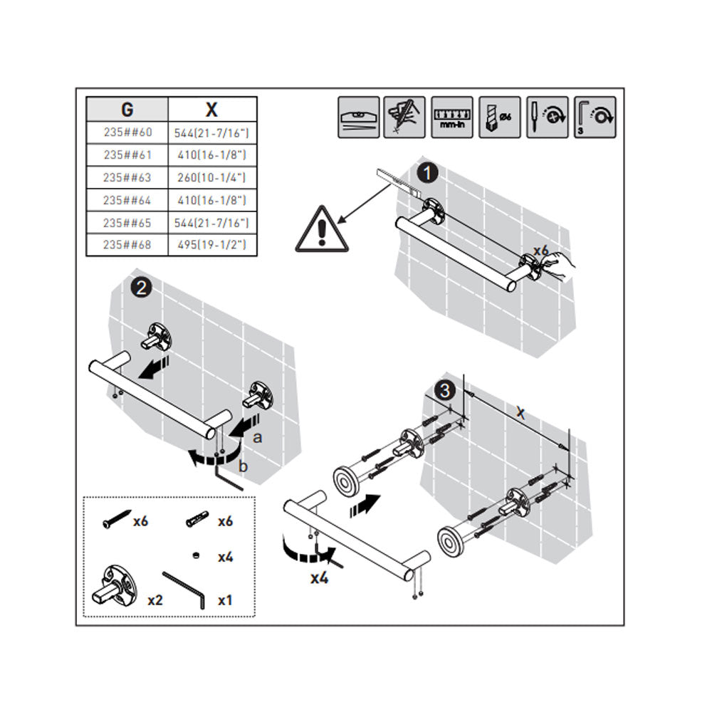 Porta asciugamani doppio a muro in ottone verniciato della collezione 'Architect s+' by Cosmic cm 45
