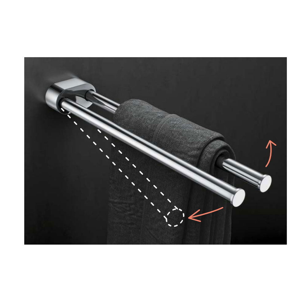 Porta asciugamani snodevole a muro in ottone cromato della collezione 'Architect s+' by Cosmic cm 8x40