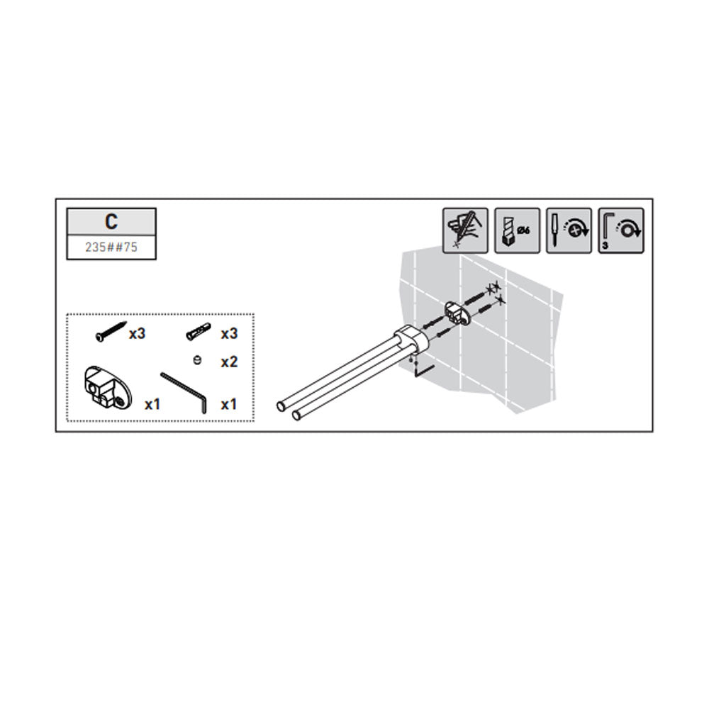 Porta asciugamani snodevole a muro in ottone verniciato della collezione 'Architect s+' by Cosmic cm 8x40