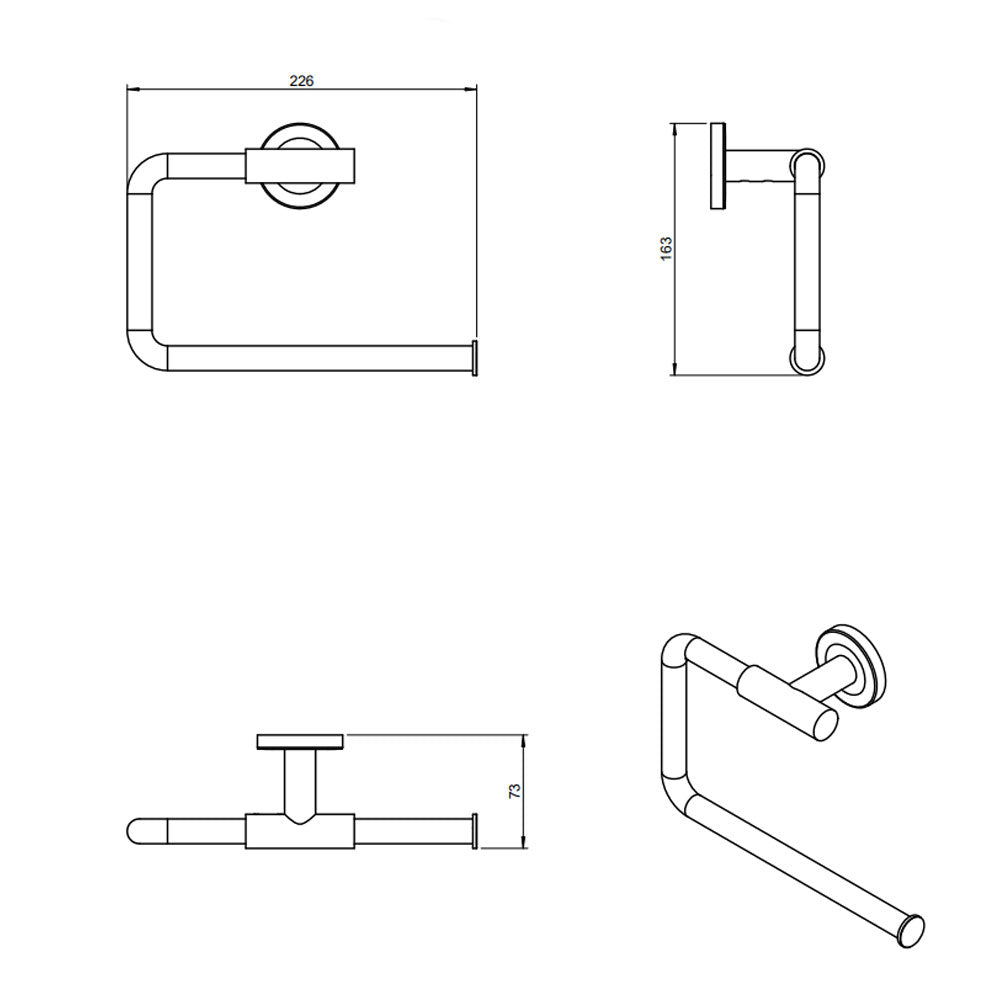 Porta asciugamani a muro ad anello in ottone verniciato della collezione 'Architect s+' by Cosmic cm 23x8