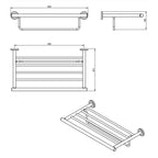 Porta asciugamani mensola a muro in ottone cromato della collezione 'Architect s+' by Cosmic cm 55x30