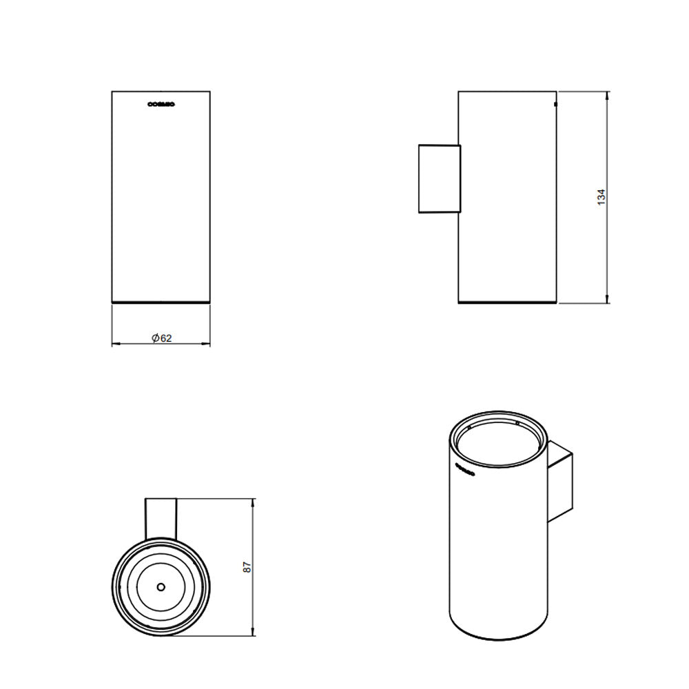 Bicchiere porta spazzolino a muro in acciaio della collezione 'Logic' by Cosmic - Satinato