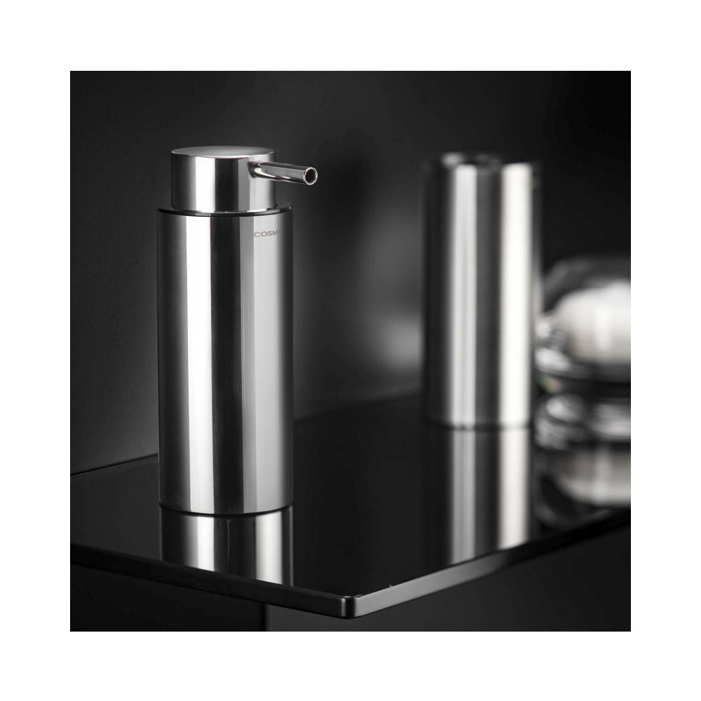 Dispenser sapone da appoggio in acciaio della collezione 'Logic' by Cosmic - Lucido