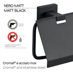 Portarotolo coperto a parete in Acciaio Inox Gedy modello Atena - Nero Matt