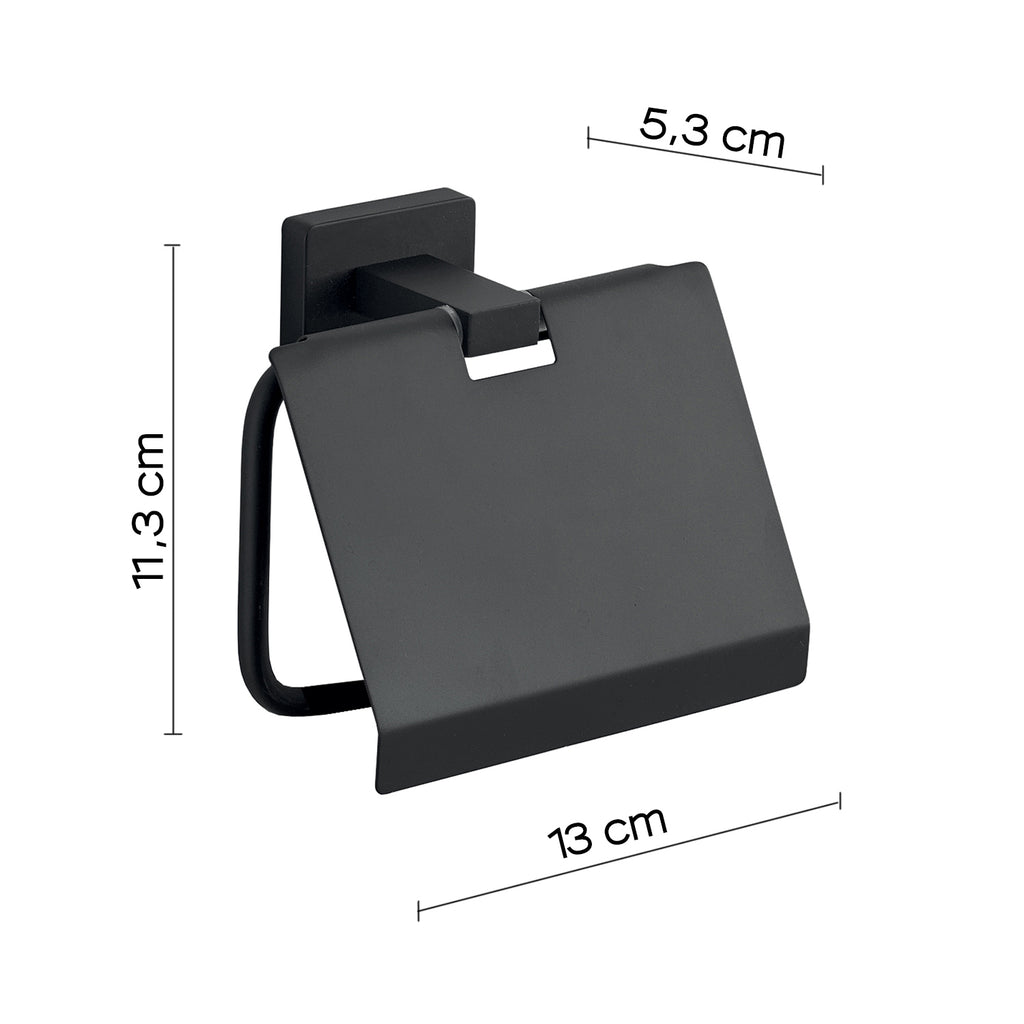 Portarotolo coperto a parete in Acciaio Inox Gedy modello Atena - Nero Matt