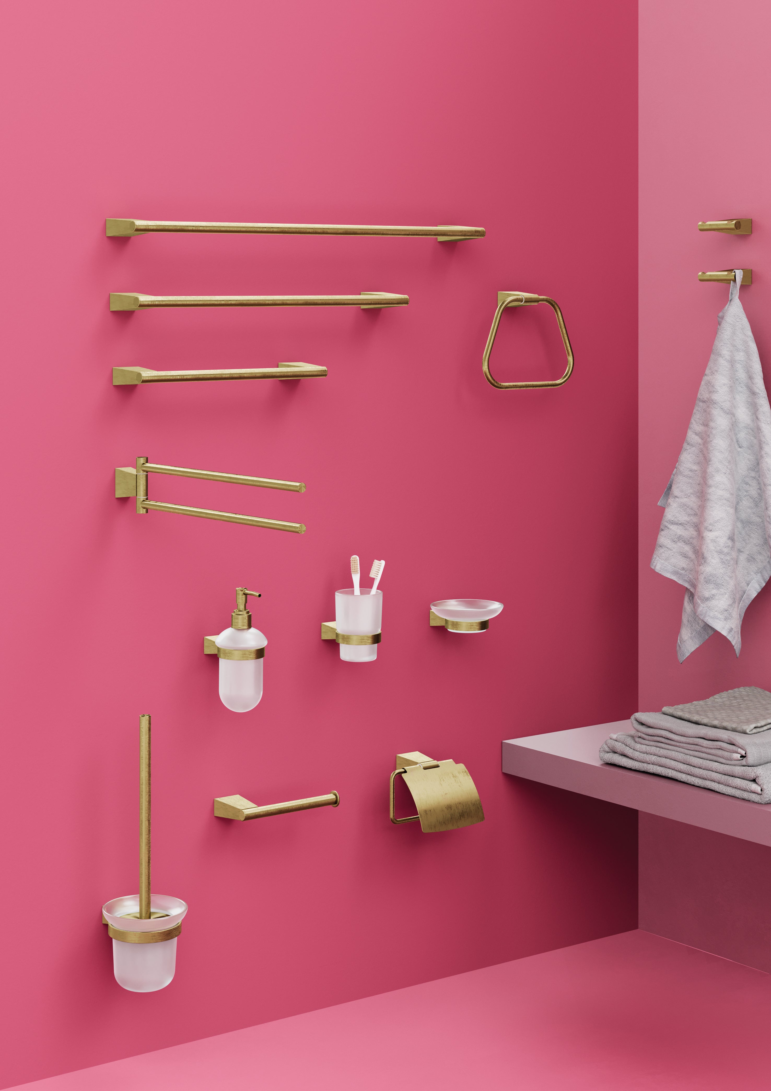 Appendiabiti bagno doppio a parete in Acciaio Inox Gedy serie Tonale - Oro Matt