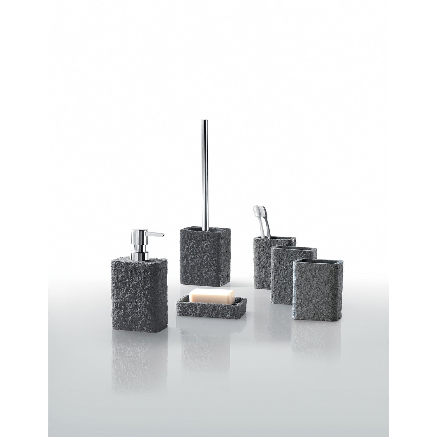 Scopino da appoggio con ciuffo in setole Gedy modello Aries - Antracite