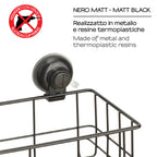 Portaoggetti rettangolare doccia in filo di Gedy serie Hot - Nero Matt