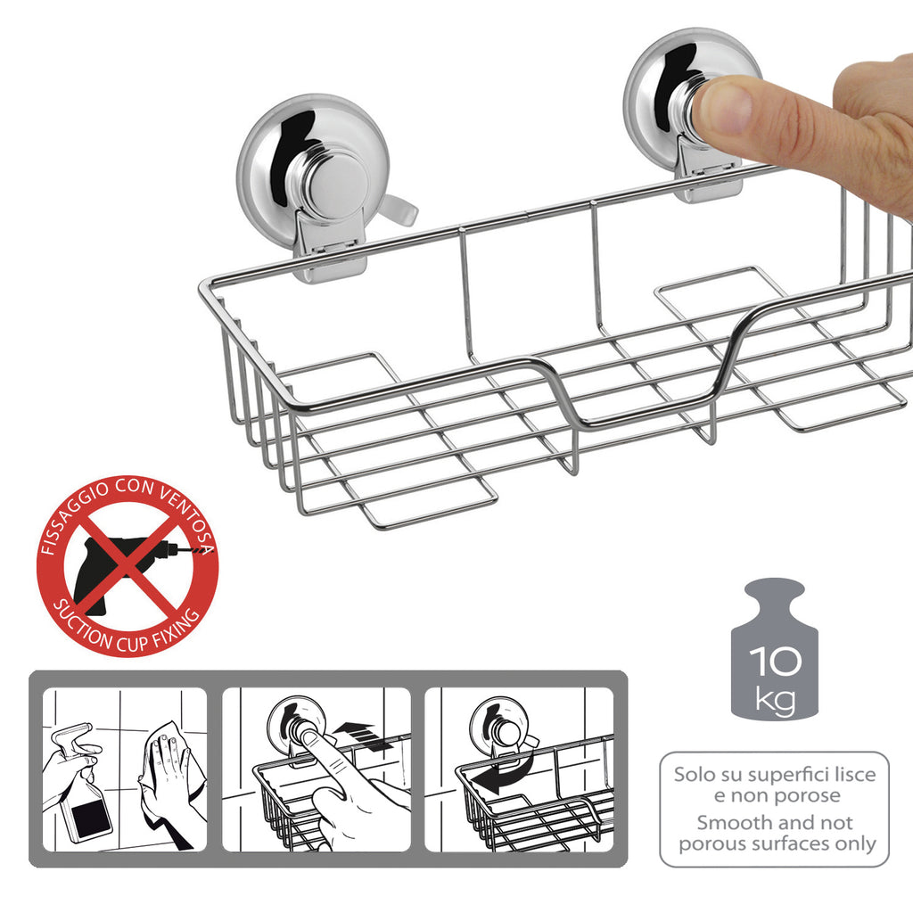 Portaoggetti rettangolare doccia in filo di Gedy serie Hot - Cromato