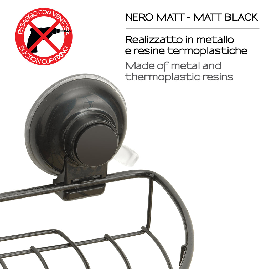 Portaoggetti rettangolare doccia in filo di Gedy serie Hot - Nero Matt