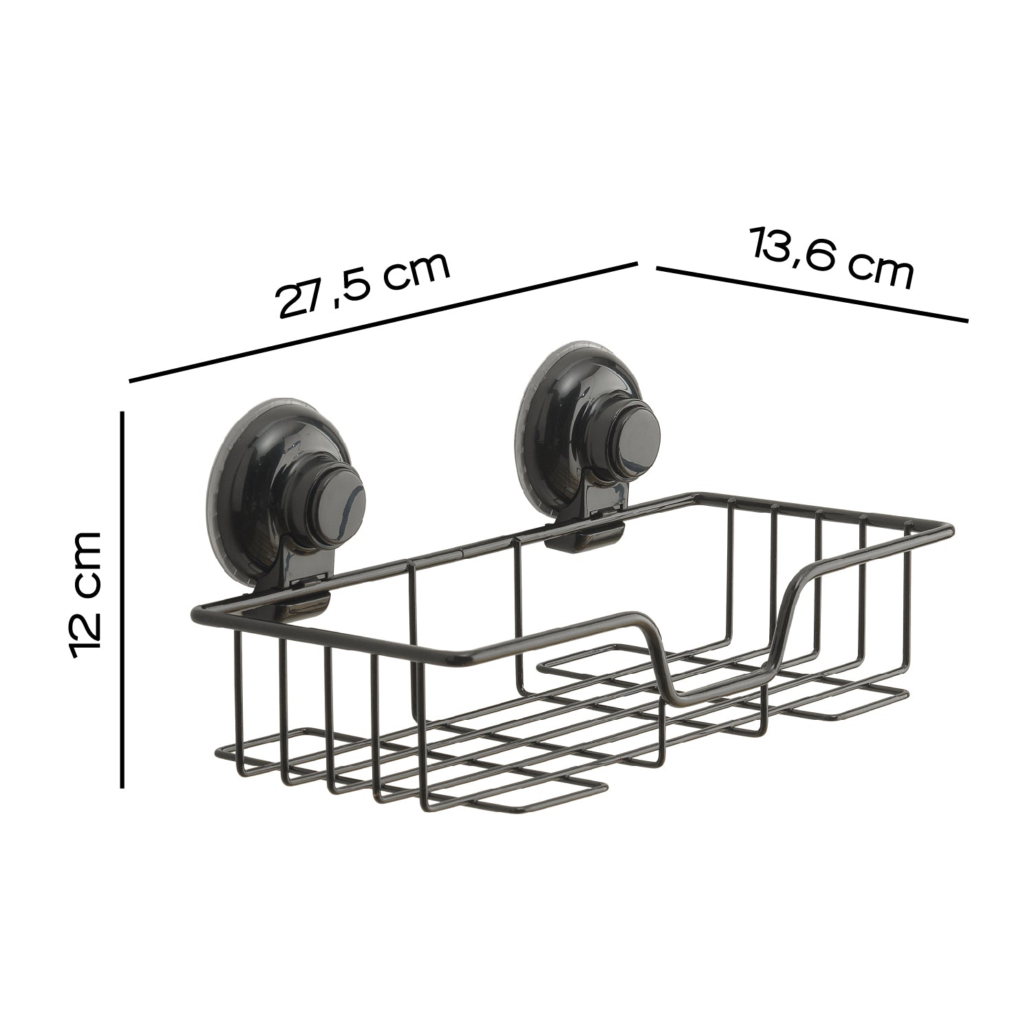 Portaoggetti rettangolare doccia in filo di Gedy serie Hot - Nero Matt