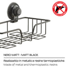 Portaoggetti rettangolare doccia in filo di Gedy serie Hot - Nero Matt
