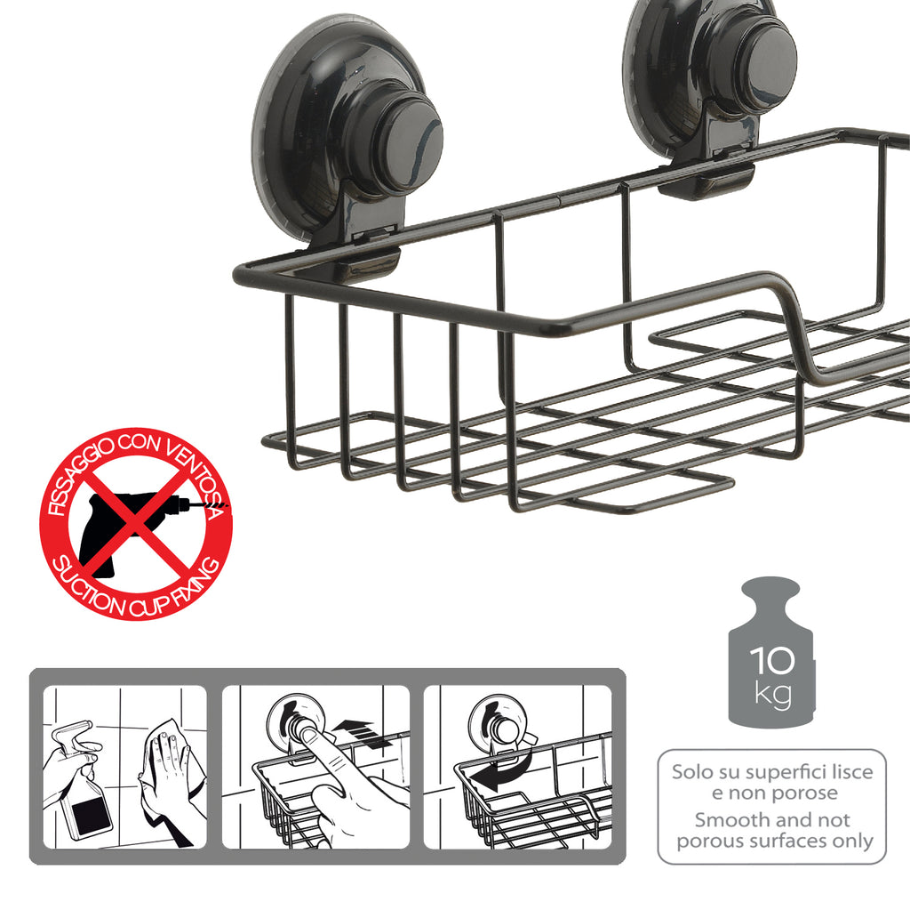 Portaoggetti rettangolare doccia in filo di Gedy serie Hot - Nero Matt