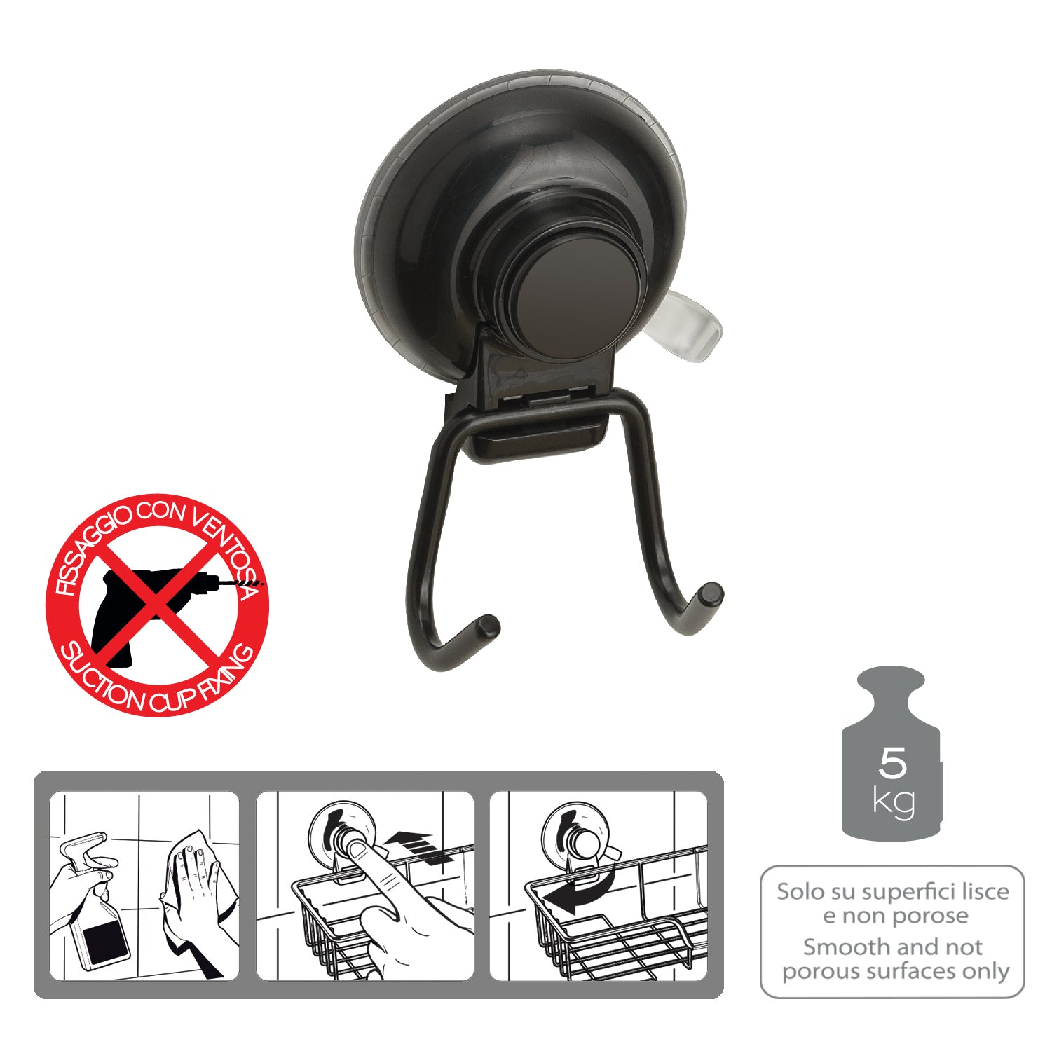 Appendiabiti di Gedy serie Hot - Nero Matt