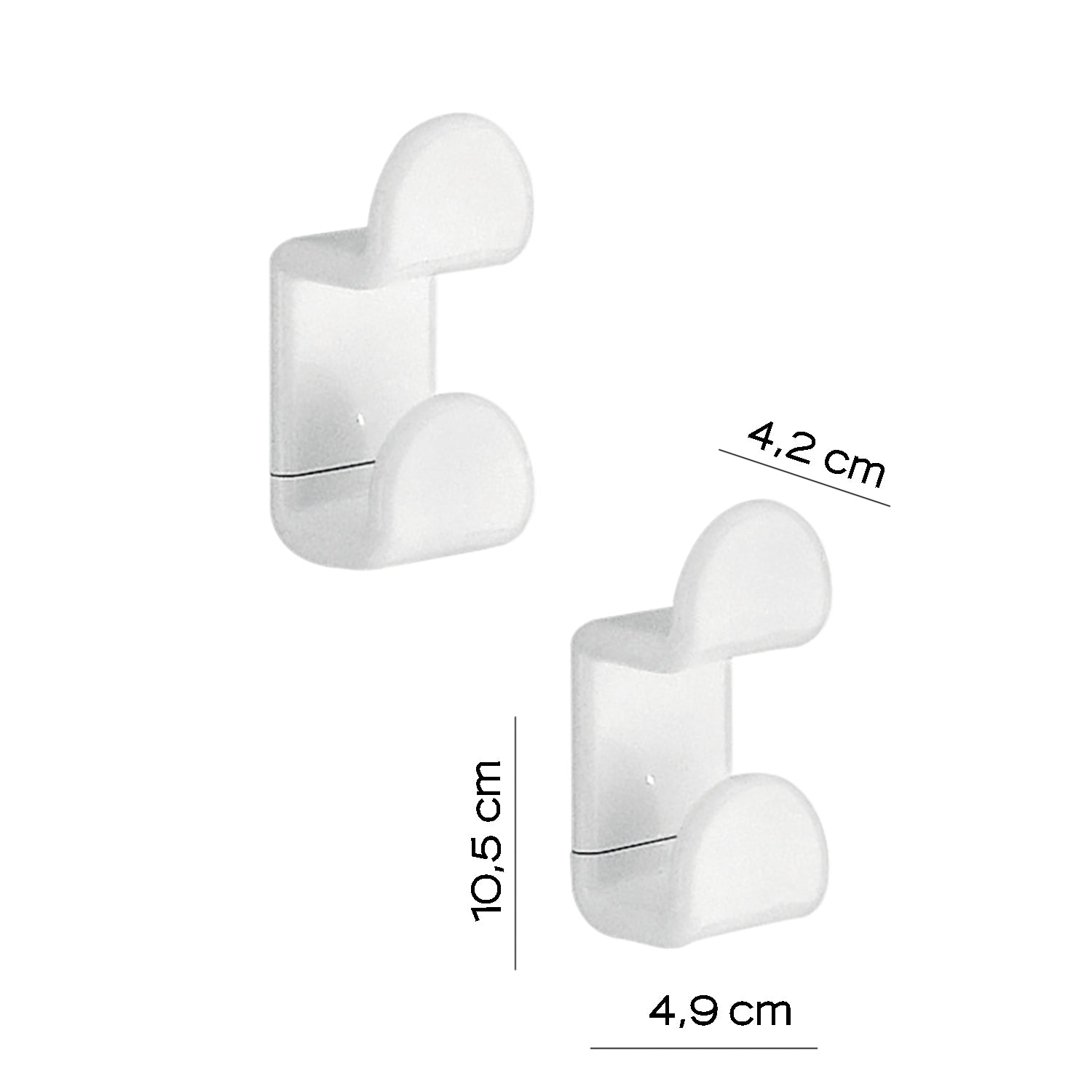 Set 2 pezzi appendiabiti a muro di Gedy serie 2900 - Bianco